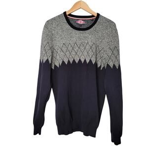 Soul of London Sweater Navy Crew Neck XL Preppy Office Work Holiday Ski Winter